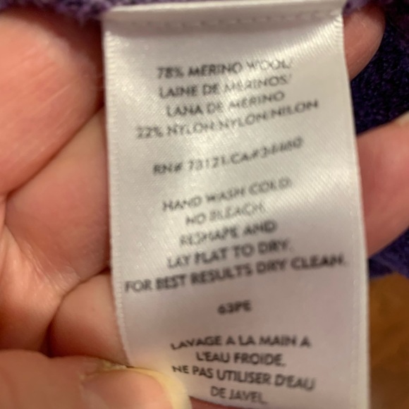 Eileen Fisher Cardigan Sz S Open Front Sweater Purple Wool Blend Italian Yarn - Picture 4 of 4